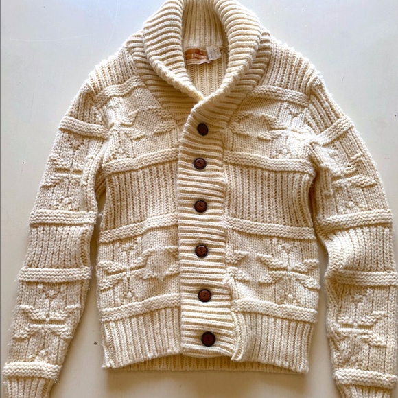 Jantzen Sweaters - 1980s VINTAGE JANTZEN FISHERMAN CARDIGAN • USA • L
